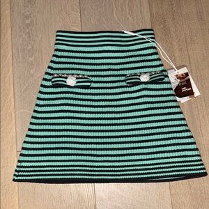 Striped Green and Black Women's Skirt